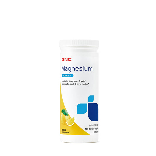 GNC Magneziu Pudra cu Aroma de Lamaie Pentru Sanatatea Inimii si Sistemului Nervos, 336 g