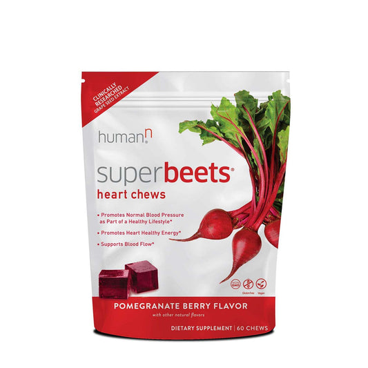 Humann® SuperBeets® Chews, Caramele cu Sfecla Rosie si Extract din Seminte de Struguri cu Gust Natural de Rodie, 60 caramele