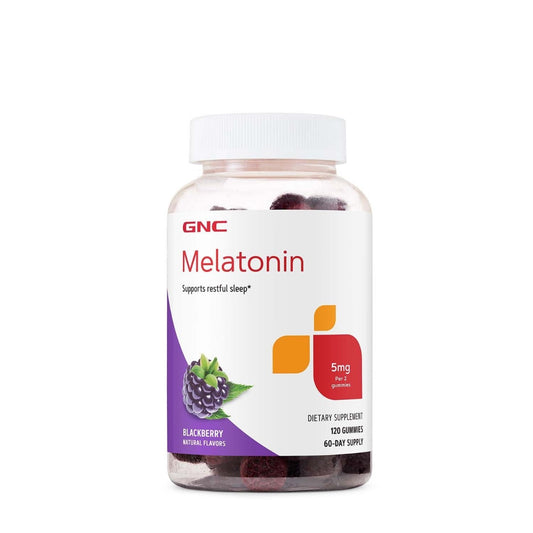GNC Melatonin 5 mg Gummies, Melatonina 5 mg Jeleuri cu Aroma Naturala de Mure, 120 jeleuri
