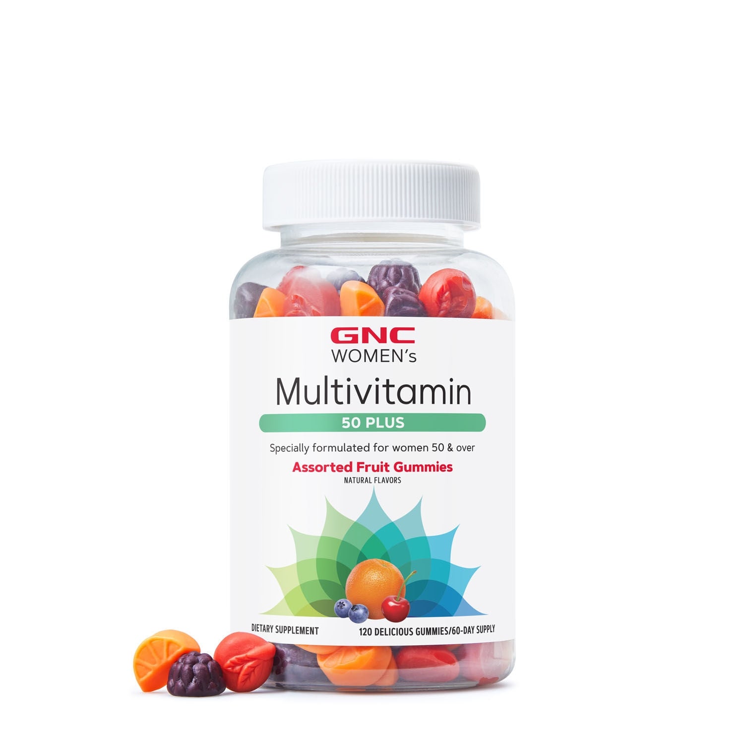 GNC Women’s Multivitamin 50+ Gummies, Jeleuri cu Multivitamine pentru Femei 50+ cu Aroma de Fructe Asortate, 120 jeleuri