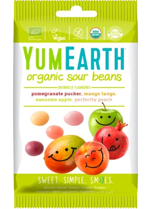 Drajeuri acrisoare bio fara gluten si fara gelatina, 50g, Yumearth