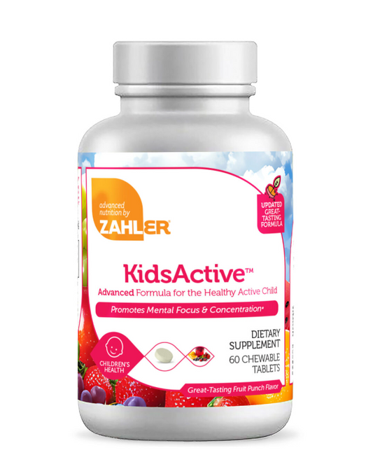 ZAHLER® KidsActive™, Formula pentru Imbunatatirea Capacitatii de Concentrare si Atentie a Copiilor cu Aroma de Punch de Fructe, 60 tb