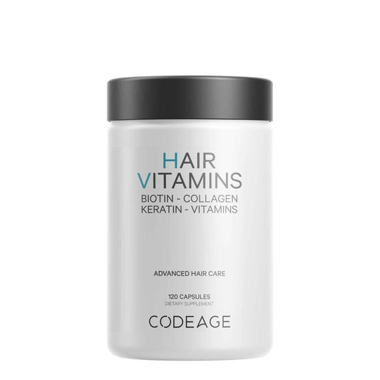 CodeAge Hair Vitamins - Biotin 10000 mcg - Collagen - Keratin & Multivitamins, Complex de Multivitamine pentru Sanatatea Parului, 120 cps