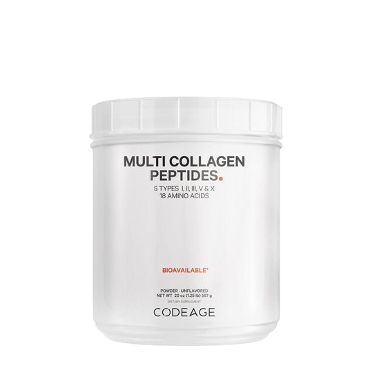 CodeAge Hydrolyzed Multi Collagen - 5 Types Collagen Peptides, Colagen Hidrolizat din 5 Surse sub Forma de Peptide, Fara Aroma, 567 g