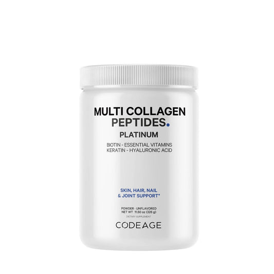 CodeAge Platinum Multi Collagen Peptides, Peptide de Colagen cu Biotina, Keratina si Acid Hialuronic, 323 g