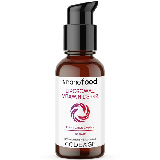 CodeAge Liposomal Vitamin D3+K2 Orange Flavor, Vitamina D3+K2 Lipozomala cu Aroma de Portocala, Formula Avansata pentru Absorbtie Superioara, 59.2 ml