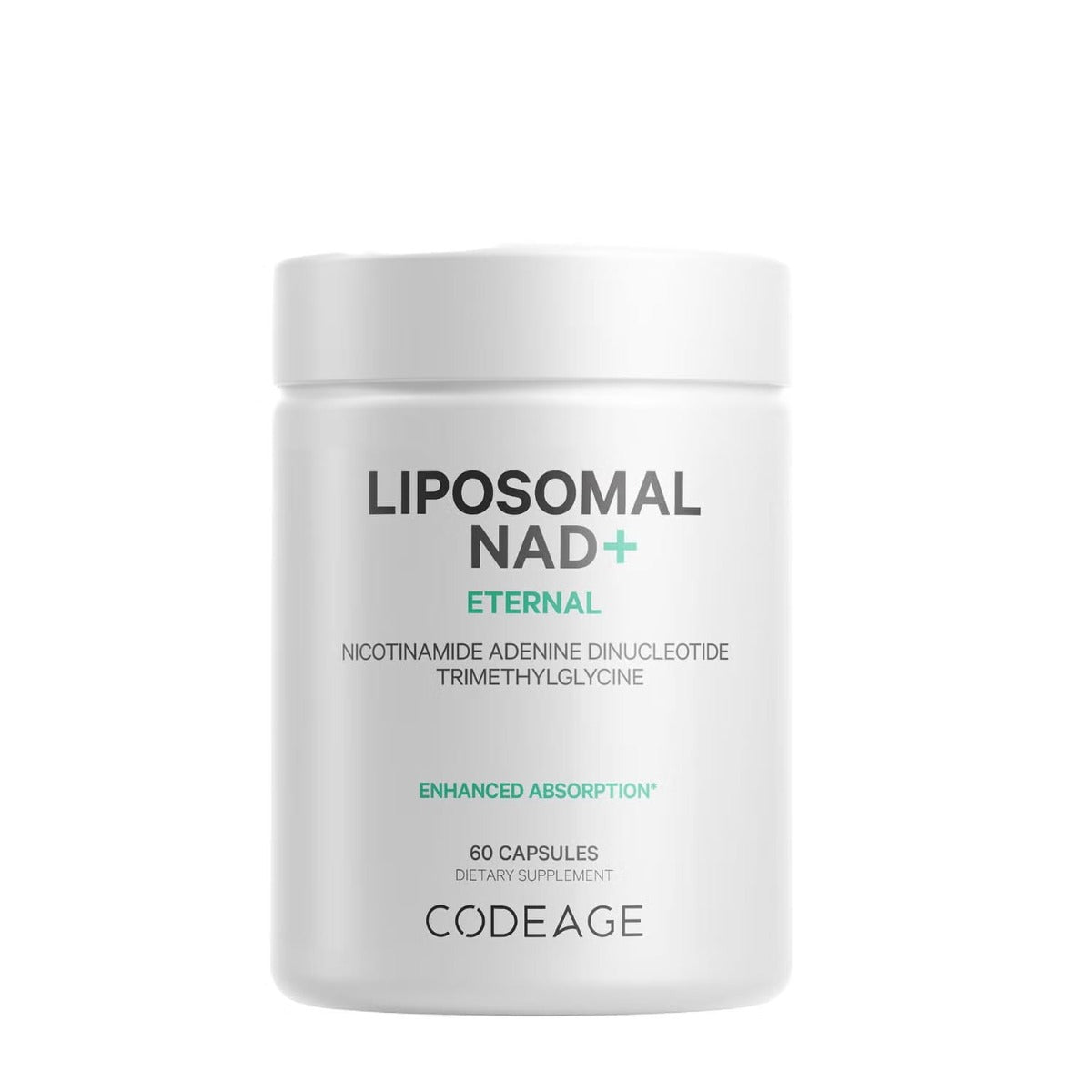 CodeAge Liposomal NAD+ Eternal, Nicotinamide Adenine Dinucleotide, NAD+ Liposomal cu Betaina TMG, 60 cps