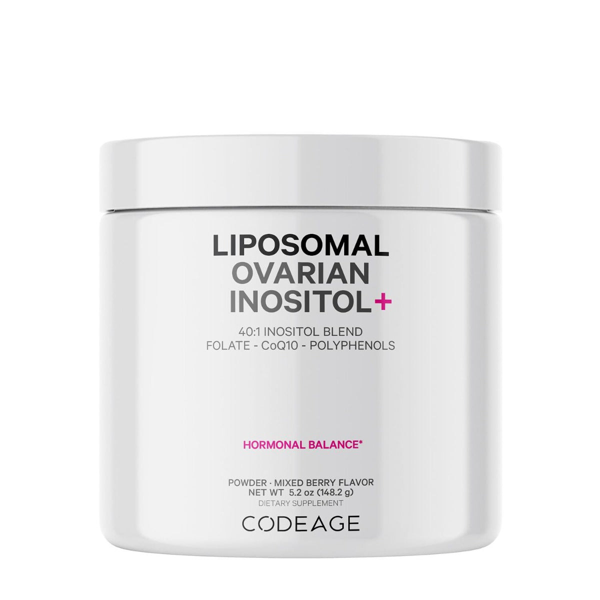 CodeAge Liposomal Ovarian Inositol+ - Mixed Berry , Myo-Inozitol Ovarian cu Coenzima Q10 cu Aroma de Fructe de Padure, 148.2 g