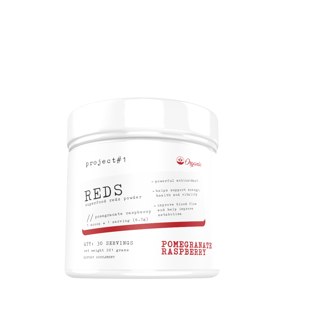 Project 1 Reds Superfood Mango Flavor, Amestec de Super-Alimente cu Aroma de Rodie si Zmeura, 201 g
