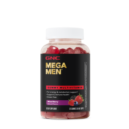 GNC Mega Men® Complex de Multivitamine Pentru Barbati cu Aroma de Fructe de Padure, 120 jeleuri