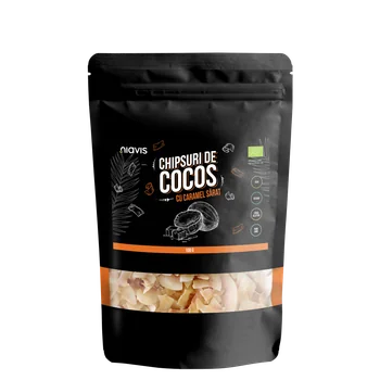 Chipsuri de cocos cu caramel sarat Eco, 100g, Niavis