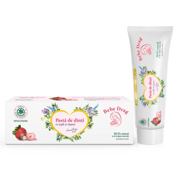 Bebe Drag Pasta de Dinti cu Argila si Capsuni, 50ml – Leonard Radutz formula – VivaNatura