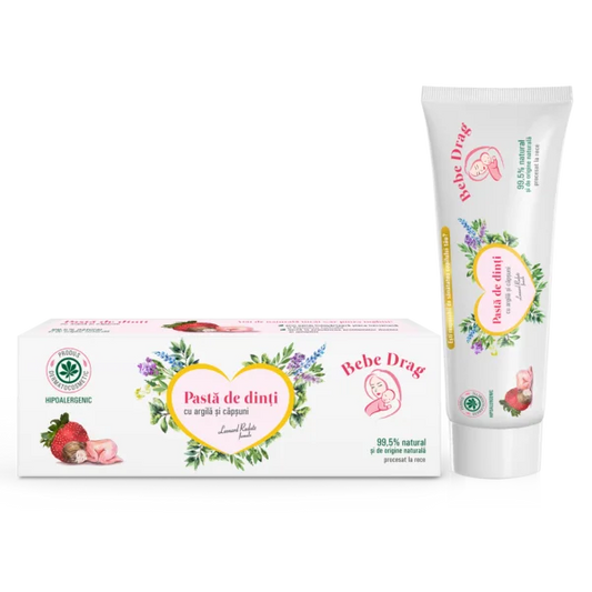 Bebe Drag Pasta de Dinti cu Argila si Capsuni, 50ml – Leonard Radutz formula – VivaNatura