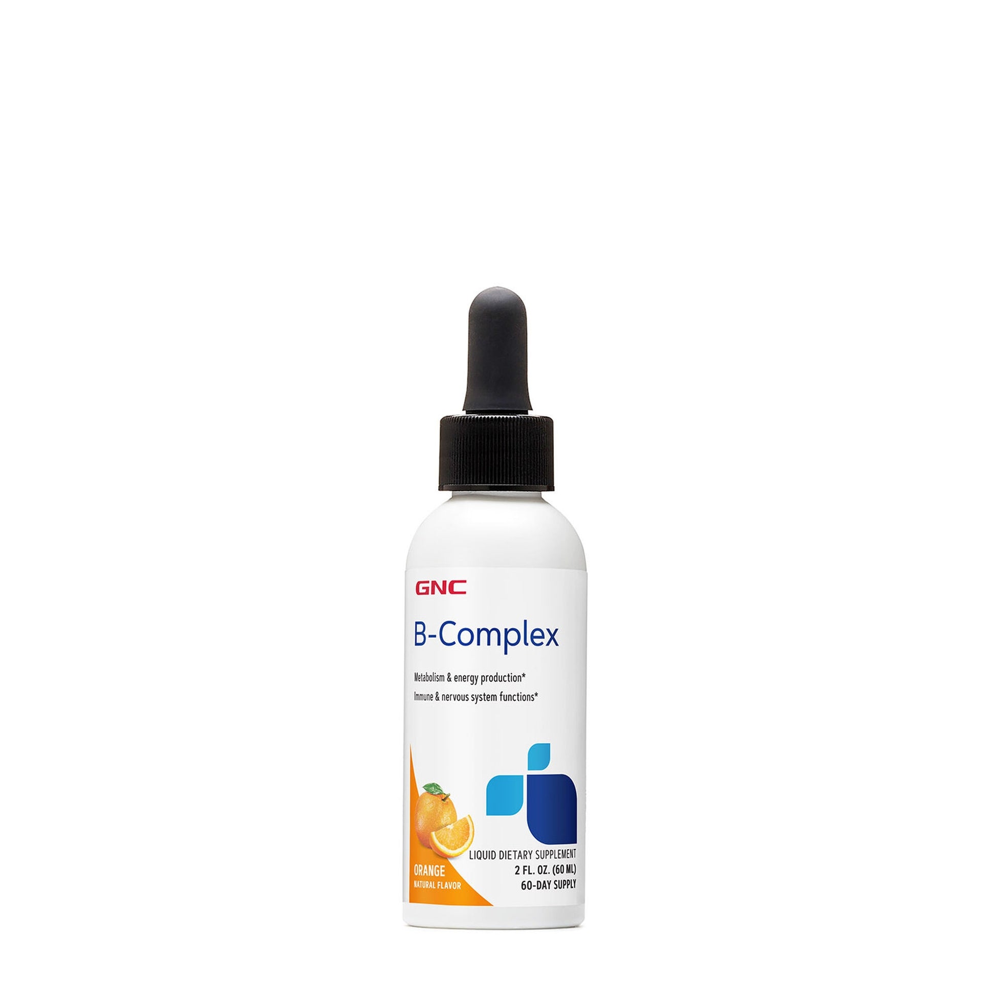 GNC B-Complex, Complex de Vitamine B Lichid, cu Aroma Naturala de Portocale, 60 ml