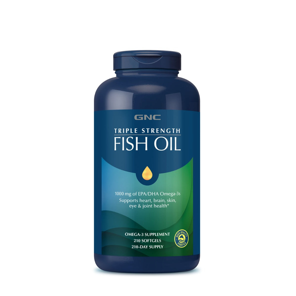 GNC Triple Strength Fish Oil Ulei de Peste, 1000 mg Omega-3 EPA si DHA, 210 cps