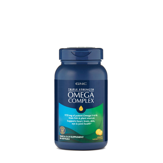GNC Triple Strength Omega Complex, Acizi Grasi Omega-3-6-9 Pentru Sustinerea Sanatatii Cardiovasculare, Cognitive si Articulare, 90 cps