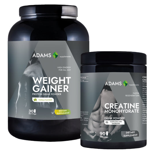 Pachet Proteina pentru cresterea masei musculare (vanilie),1.5kg + Creatina monohidrata (fara aroma), 400g