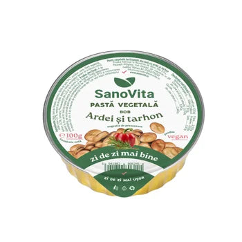Pasta vegetala tartinabila din bob cu ardei si tarhon, 100g, Sanovita