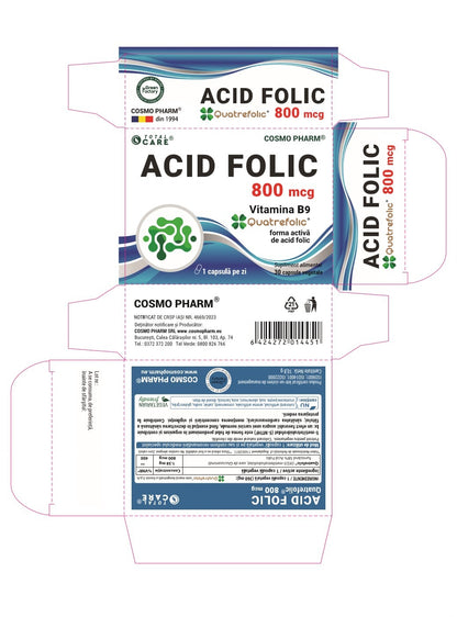 Acid Folic Quatrefolic® 800 mcg – forma bioactivă si naturala (5-MTHF)