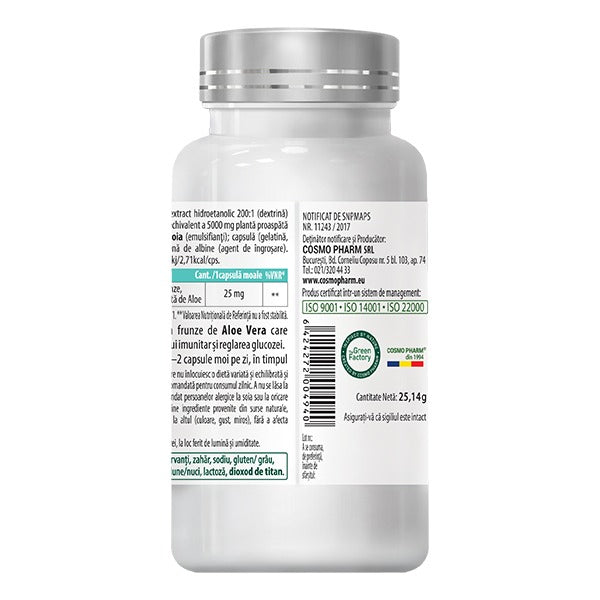 Capsule Aloe Vera – Echivalent 5000 mg Gel