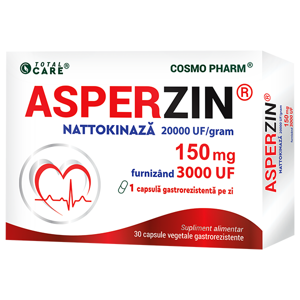 ASPERZIN – Nattokinaza 20000 UF/gram furnizand 3000 UF per capsula – 150 mg