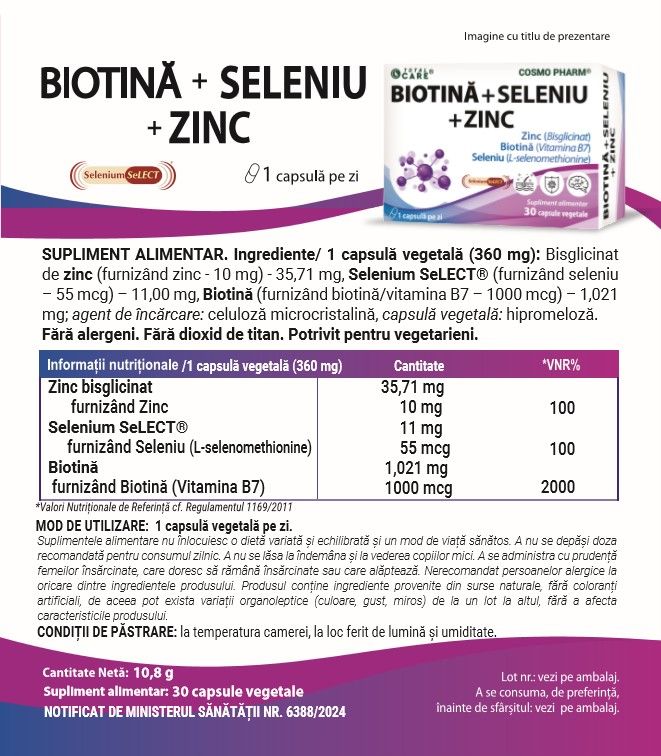 BIOTINA + SELENIU + ZINC