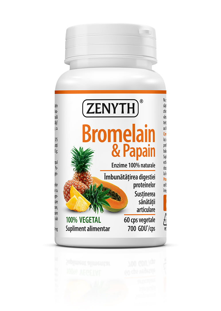 Bromelaina si Papaina, 60 capsule