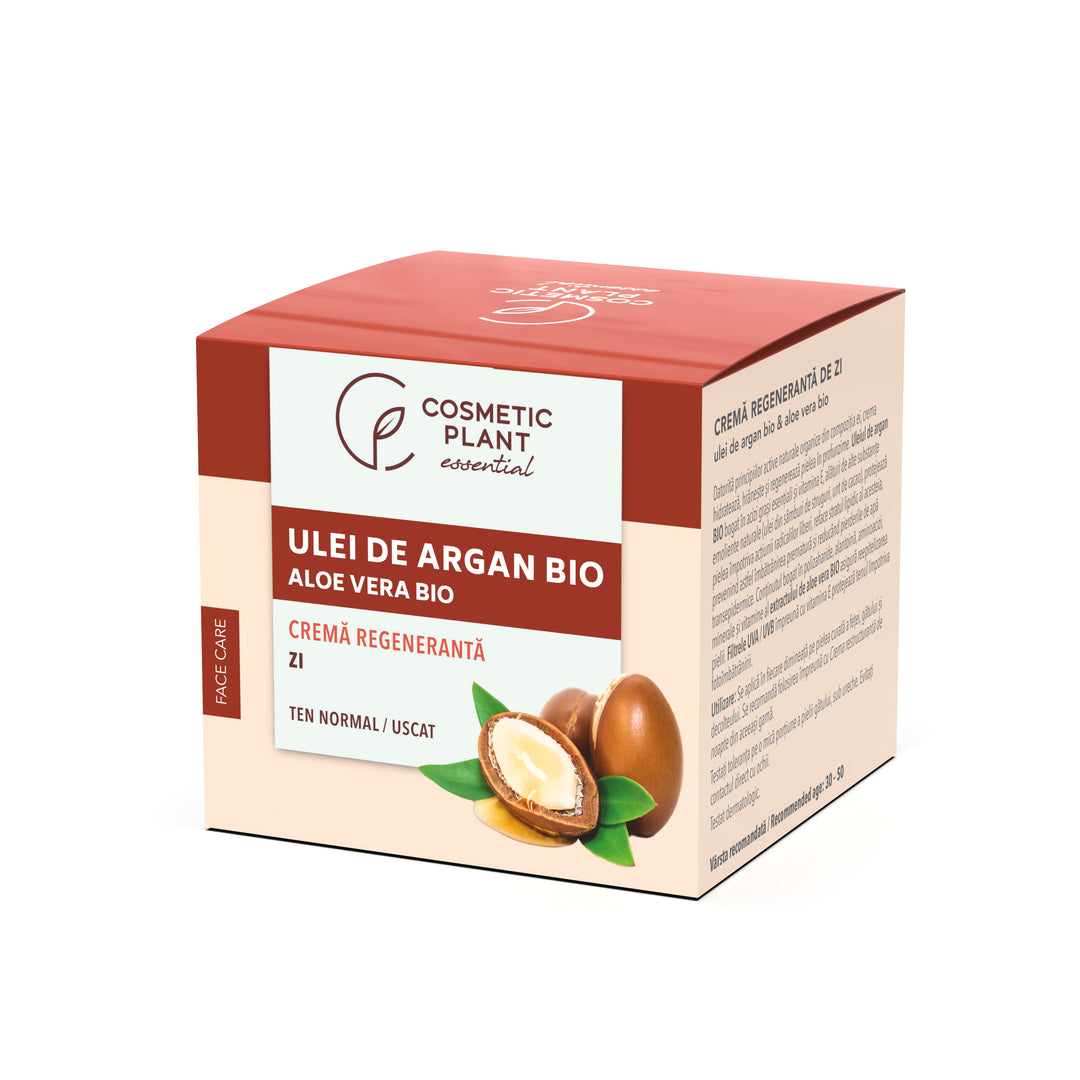 Cremă regenerantă de zi cu ulei de argan bio si extract bio de aloe vera
