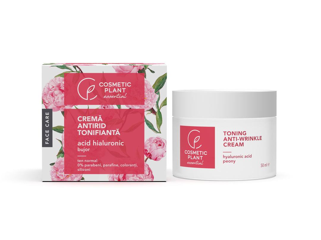 Cremă antirid tonifiantă cu acid hialuronic & bujor