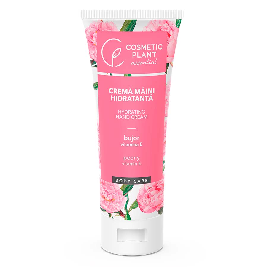 Cremă mâini hidratantă cu acid hialuronic, bujor & vitamina E
