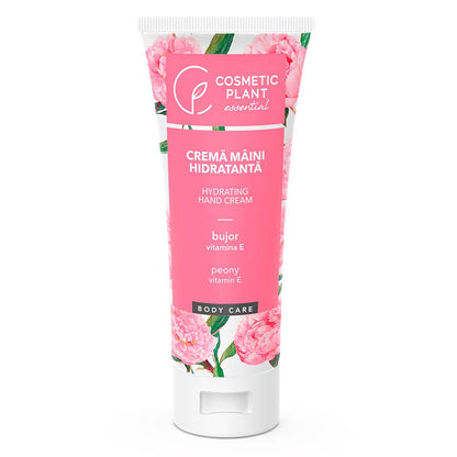 Cremă mâini hidratantă cu acid hialuronic, bujor & vitamina E