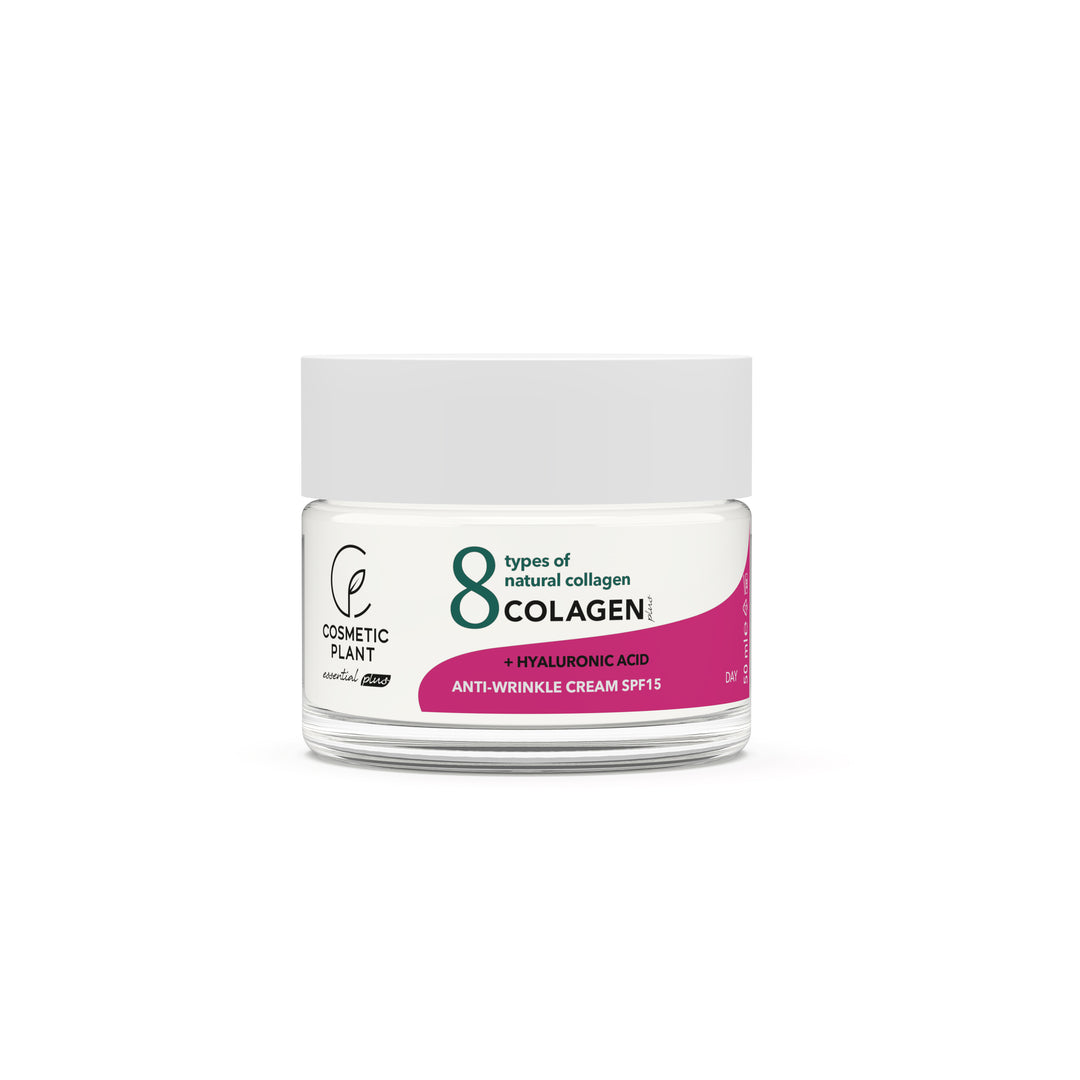 Cremă antirid de zi SPF 15 COLAGEN Plus cu 8 tipuri de colagen natural & acid hialuronic & aloe vera