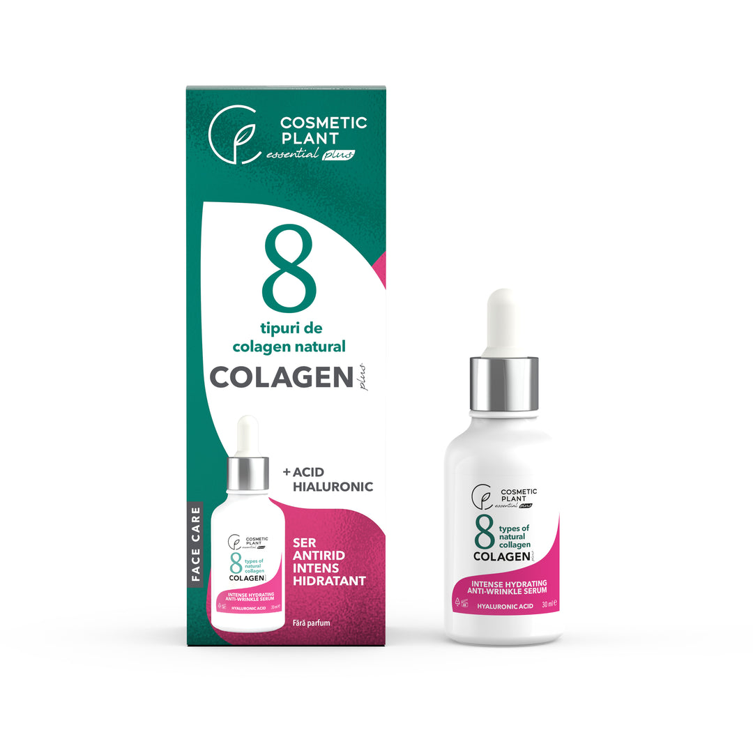 Ser antirid intens hidratant COLAGEN Plus cu 8 tipuri de colagen natural & acid hialuronic & aloe vera