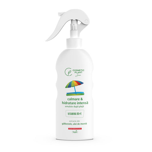 Emulsie calmantă-hidratantă după plajă cu ulei de mentă și extract de gălbenele