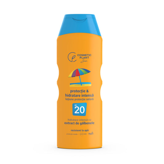 Emulsie plajă rezistentă la apă SPF20 cu gălbenele