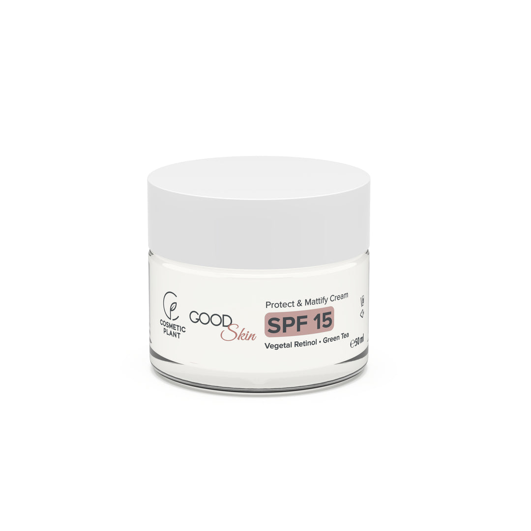 GOOD Skin – Protect & Mattify Cream cu SPF 15, Vegetal Retinol și Ceai Verde