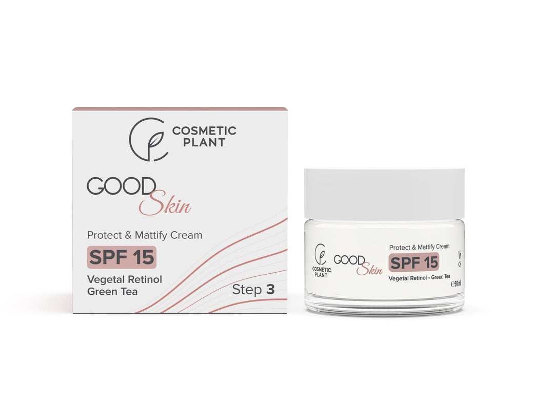 GOOD Skin – Protect & Mattify Cream cu SPF 15, Vegetal Retinol și Ceai Verde
