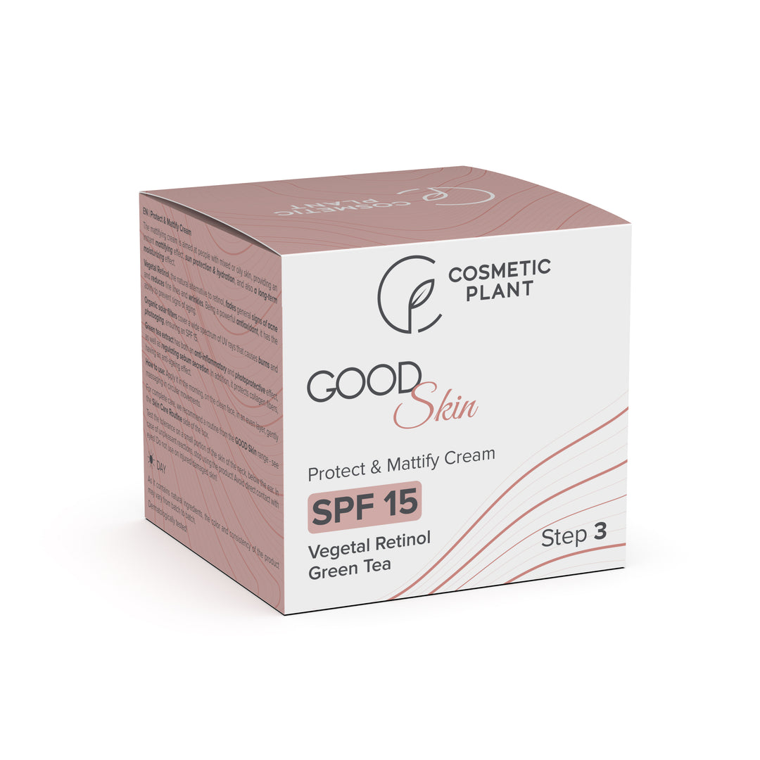 GOOD Skin – Protect & Mattify Cream cu SPF 15, Vegetal Retinol și Ceai Verde