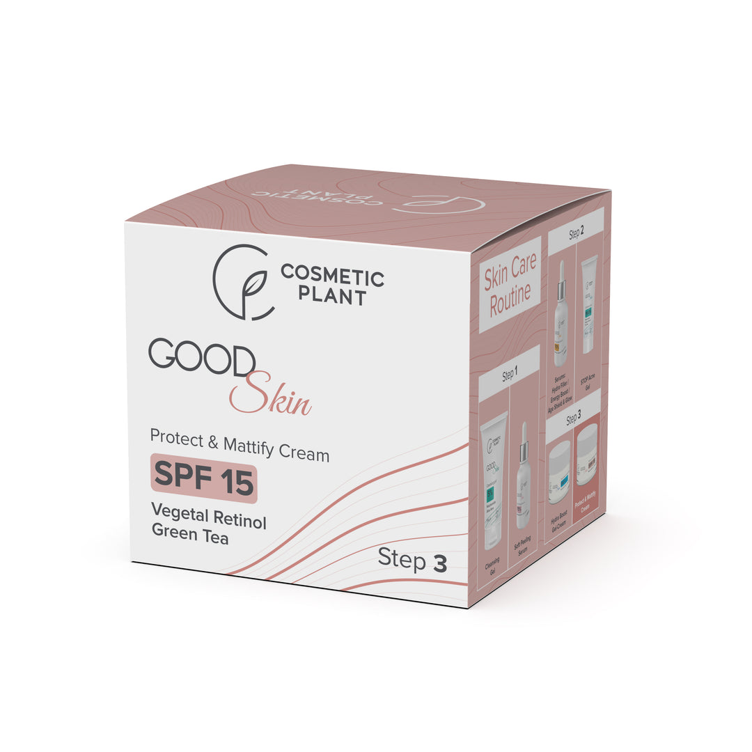 GOOD Skin – Protect & Mattify Cream cu SPF 15, Vegetal Retinol și Ceai Verde