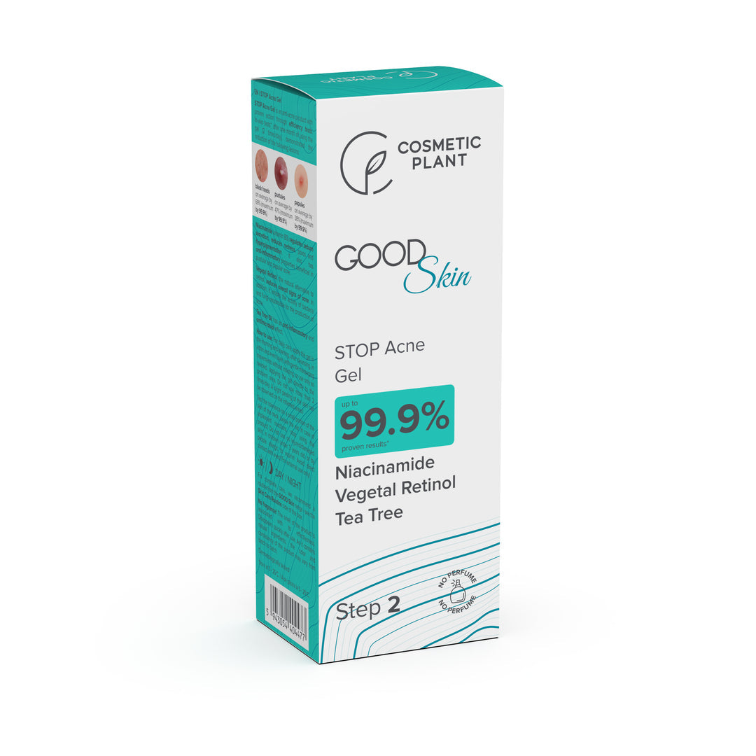 GOOD Skin – STOP Acne Gel cu Niacinamidă, Vegetal Retinol și Tee Trea Oil