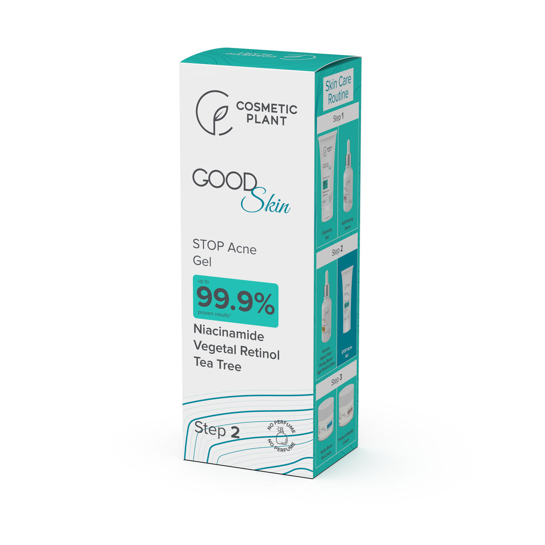 GOOD Skin – STOP Acne Gel cu Niacinamidă, Vegetal Retinol și Tee Trea Oil