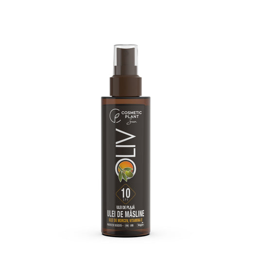 Ulei pentru plajă OLIV SPF 10 cu ulei de morcov, ulei de măsline și vitamina E (150 ml)