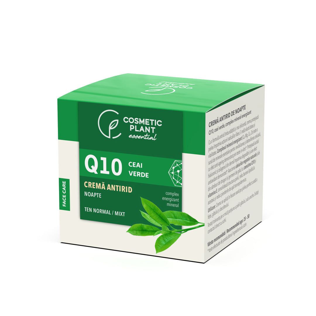Cremă antirid de noapte Q10 + ceai verde și complex mineral energizant