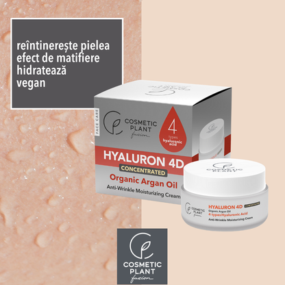 HYALURON 4D - Cremă antirid hidratantă cu acid hialuronic 4D & ulei de argan organic
