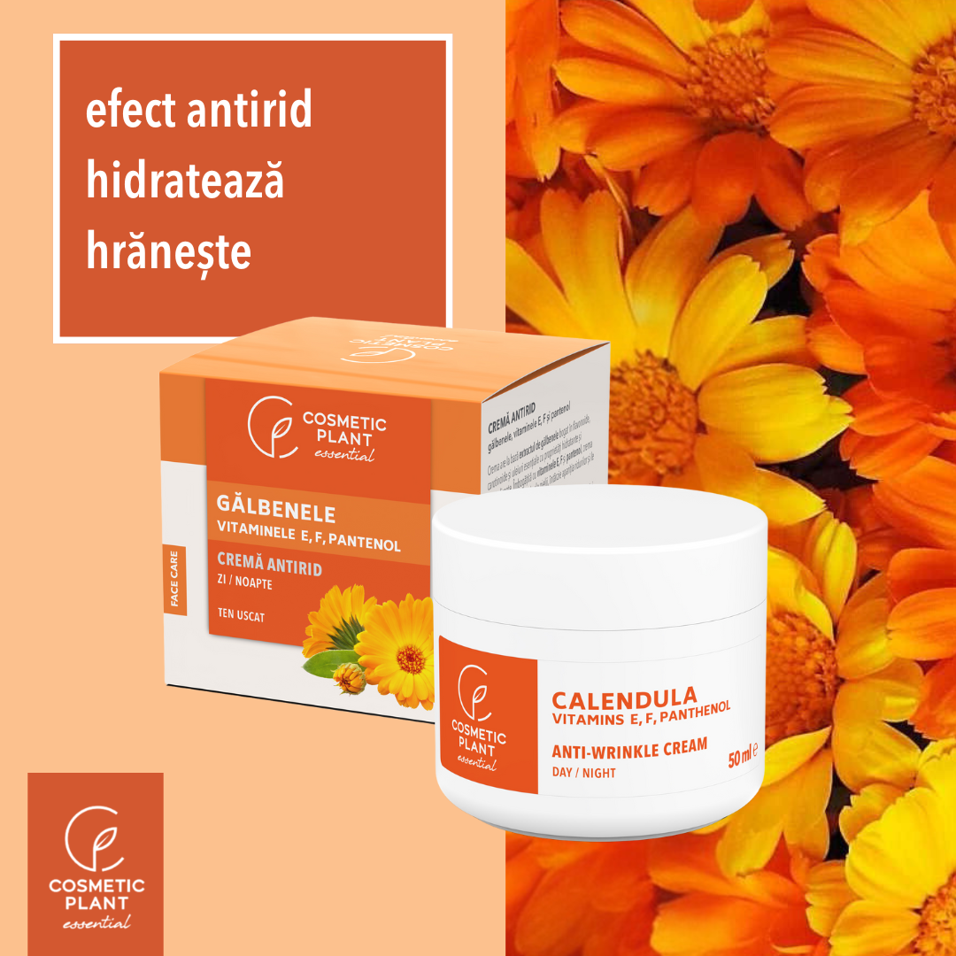 Cremă antirid cu gălbenele şi vitaminele E, F si pantenol