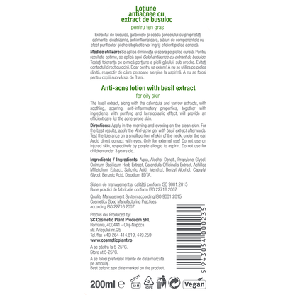 Loțiune antiacnee cu extract de busuioc