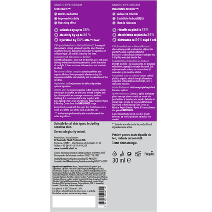 BAKUCHIOL – Magic Eye Cream cu Bakuchiol 99% puritate (Natural Retinol*) și Cafeină