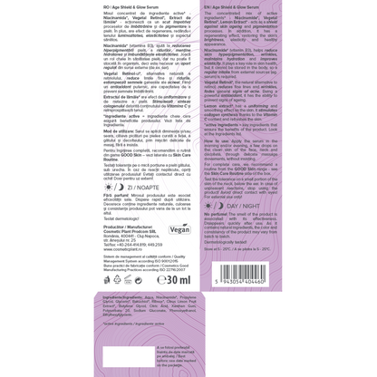 GOOD Skin – Age Shield & Glow Serum cu Niacinamidă, Vegetal Retinol și Extract de lămâie