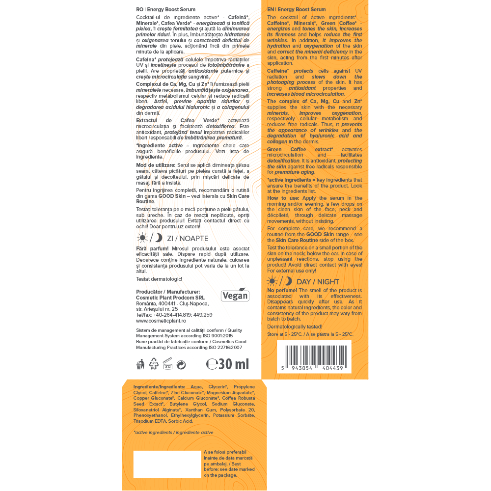 GOOD Skin – Energy Boost Serum cu Cafeină, Minerale și Cafea verde