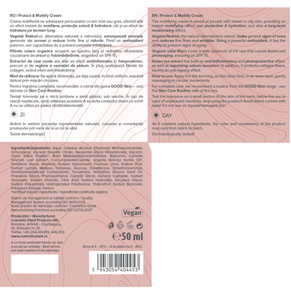 GOOD Skin – Protect & Mattify Cream cu SPF 15, Vegetal Retinol și Ceai Verde